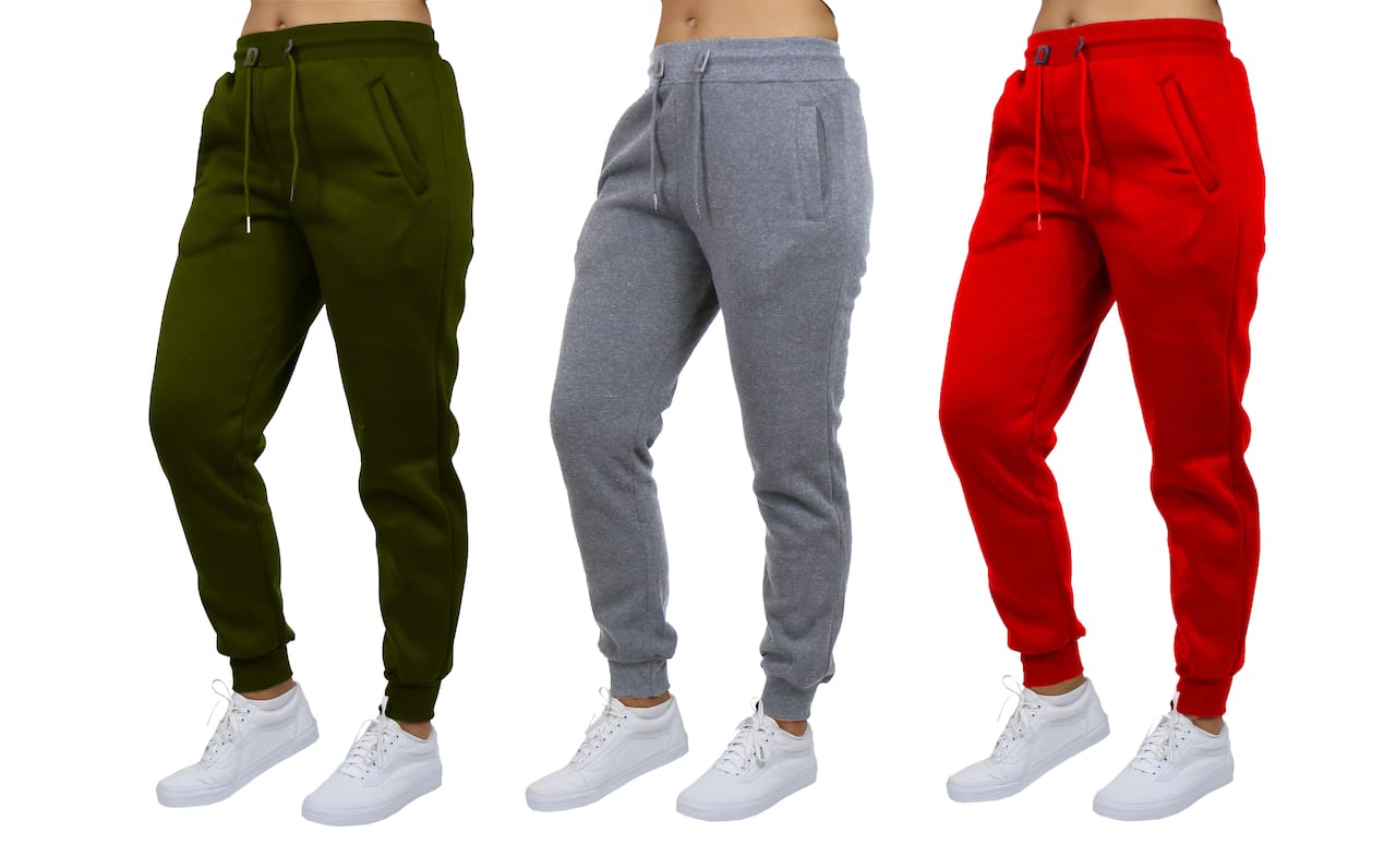 Galaxy by Harvic Women's Relaxed Fit Fleece-Lined Jogger Sweatpants 3 Pack